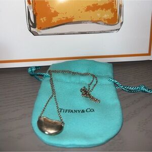 Tiffany & Co 925 Bean Pendant on Silver 16” Necklace and dusty
